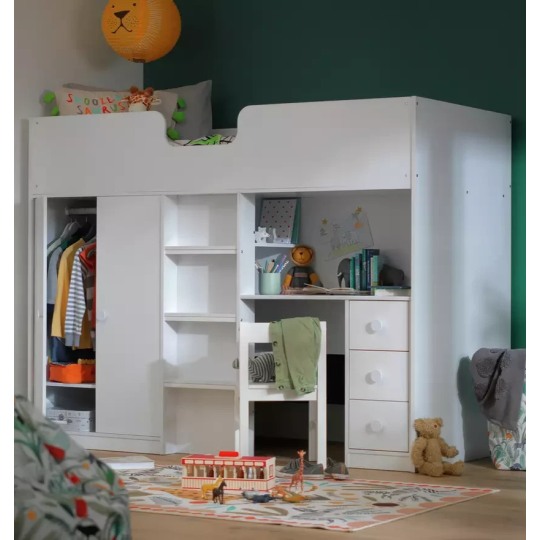 Jackson High Sleeper Bed Frame - White and Grey (B GRADE)