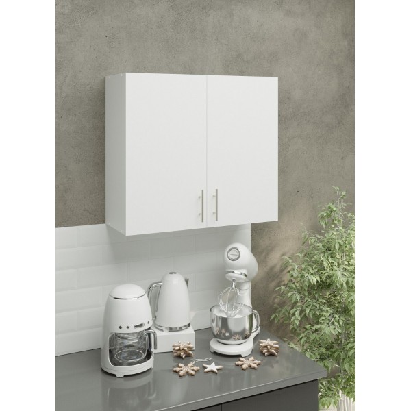 Kitchen Wall Unit 800mm Storage Cabinet With Doors and Shelf 80cm - White Matt
