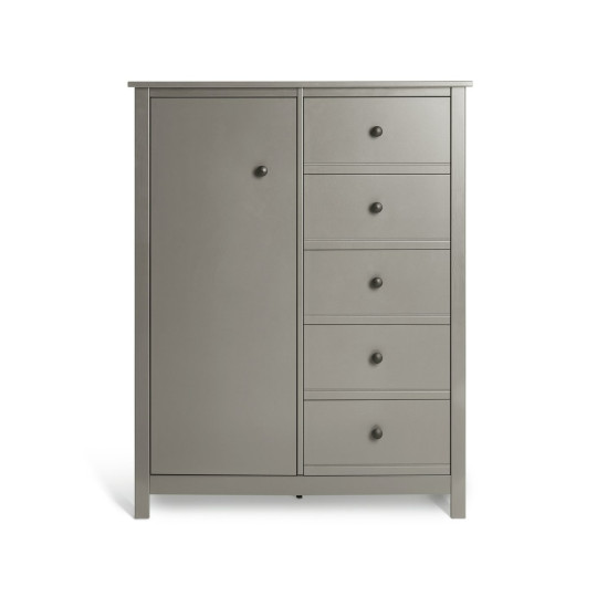 Brooklyn 1 Door 5 Drawer Short Wardrobe - Grey | Short Home Storage
