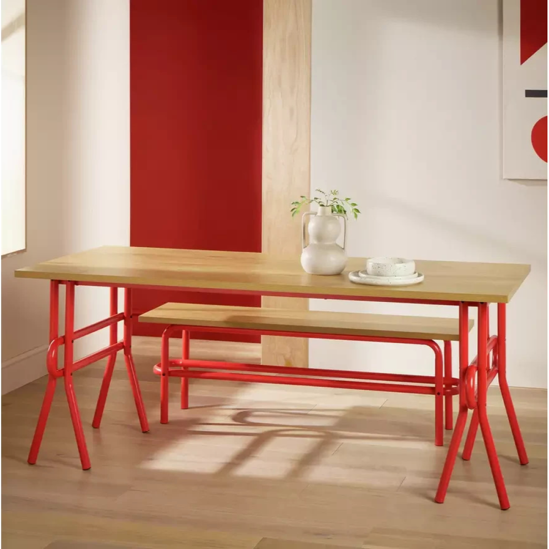 Ballon Metal 4-6 Seater Dining Table Red | Modern Kitchen Dining Furniture Ballon Metal 4-6 Seater Dining Table Red | Modern Kitchen Dining Furniture