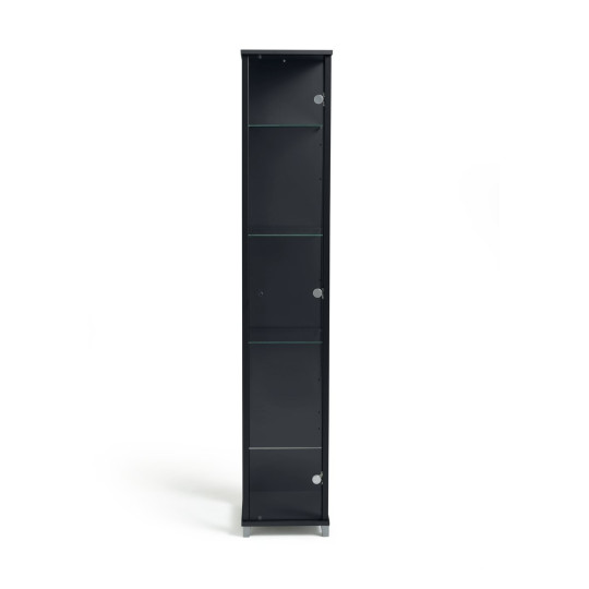 Home 4 Shelf 1 Door Display Cabinet - Black | Minimalist Interior Look