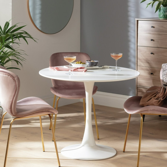 Tulip 4 Seater Round Dining Table - White | Round Kitchen Dining Room