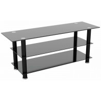 AVF TV Stand With Storage in Black - Up to 65 Inch TV Unit Glass - 125cm Wide