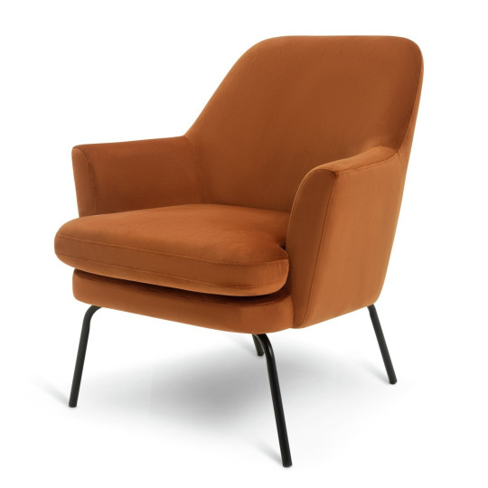 Celine Velvet Accent Chair - Orange | Vibrant Color Accent