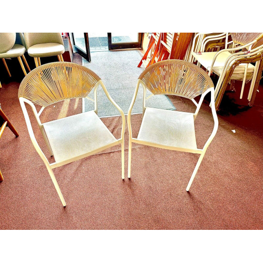 Elvas Set of 2 Rattan Effect Garden Chair - Natural