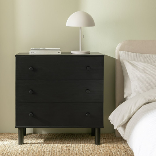 Akio 3 Drawer Chest - Black | Black drawer cabinet