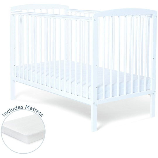 Baby Elegance Starlight Baby Cot with Mattress - White