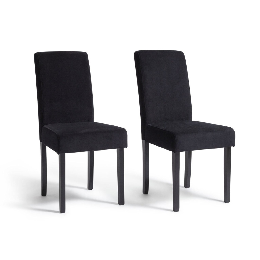 Pair of Midback Velvet Dining Chairs - Black