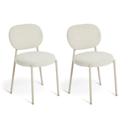 Habitat Orson Pair of Boucle Dining Chairs - White