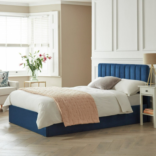 Pandora Double End Lift Ottoman Bed - Navy