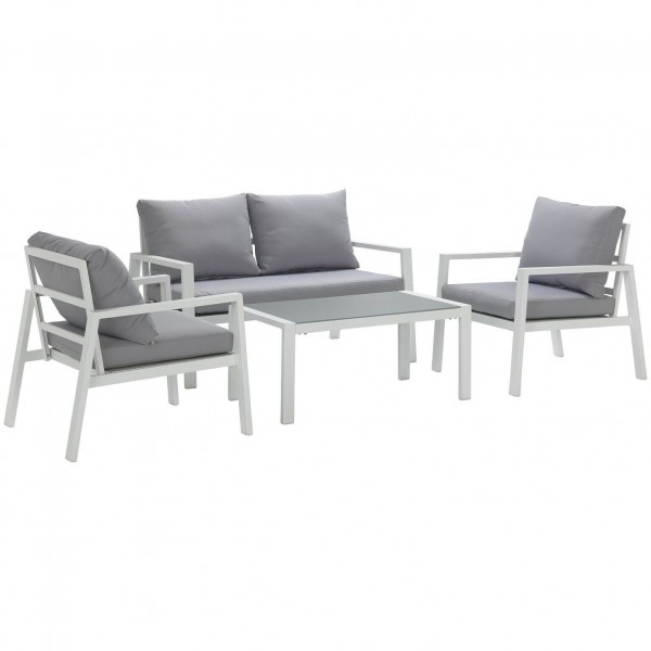 Sitges 4 Seater Aluminium Garden Sofa Set - White