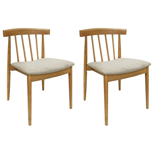 SBN Goran Pair of Solid Wood Chair - Natural