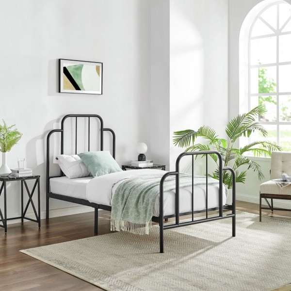 Jacques Single Metal Bed Frame - Black with Memory Foam Mattress