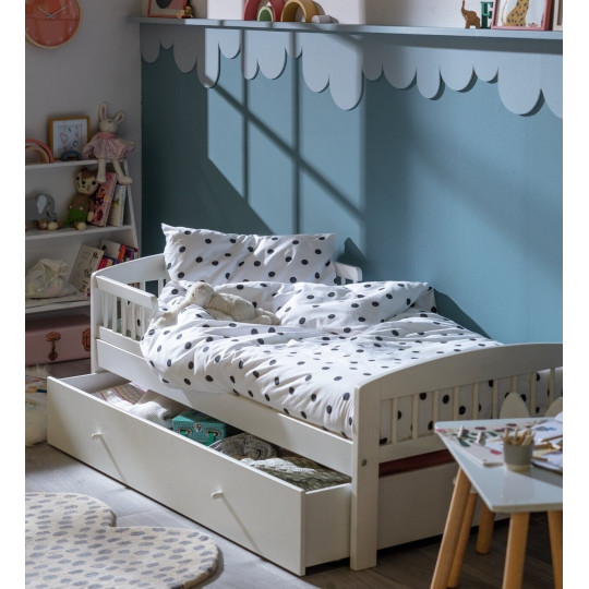 Jesse Toddler Bed With Drawer - White