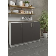 Kitchen Base Sink Unit 1200mm Storage Cabinet With Doors 120cm - Dark Grey Matt