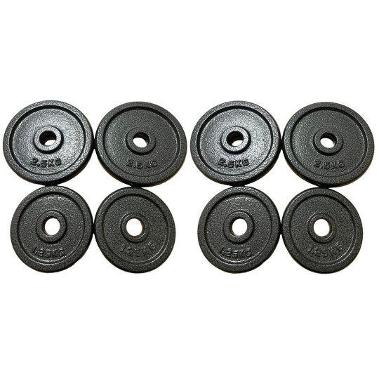 15kg Weight Plates Set For Dumbbells & Barbell 1 Inch 4x 2.5kg, 4x 1.25kg Iron