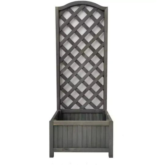 Straight Lattice Wooden Planter - Grey