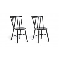 Talia Pair of Solid Wood Dining Chairs - Black
