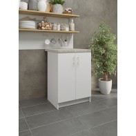 Kitchen Base Unit 600mm Storage Cabinet & Doors 60cm - White Matt With Worktop