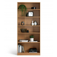 Maine Deep 6 Shelf Bookcase - Shelving Storage Unit Display Cabinet - Oak Effect