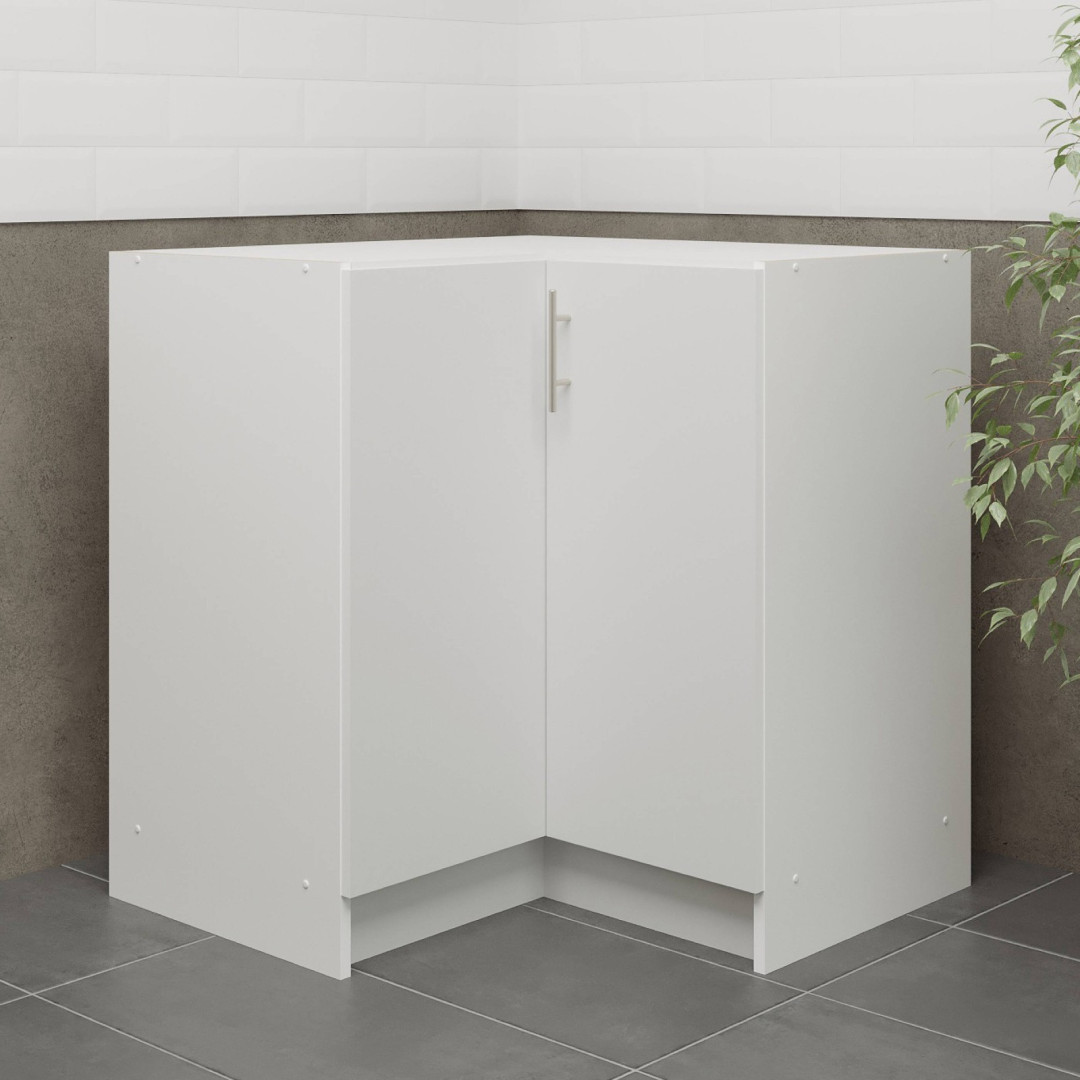 JD Greta Fixed Height Kitchen Base Corner Unit - White Matt A- JD Greta Fixed Height Kitchen Base Corner Unit - White Matt A-