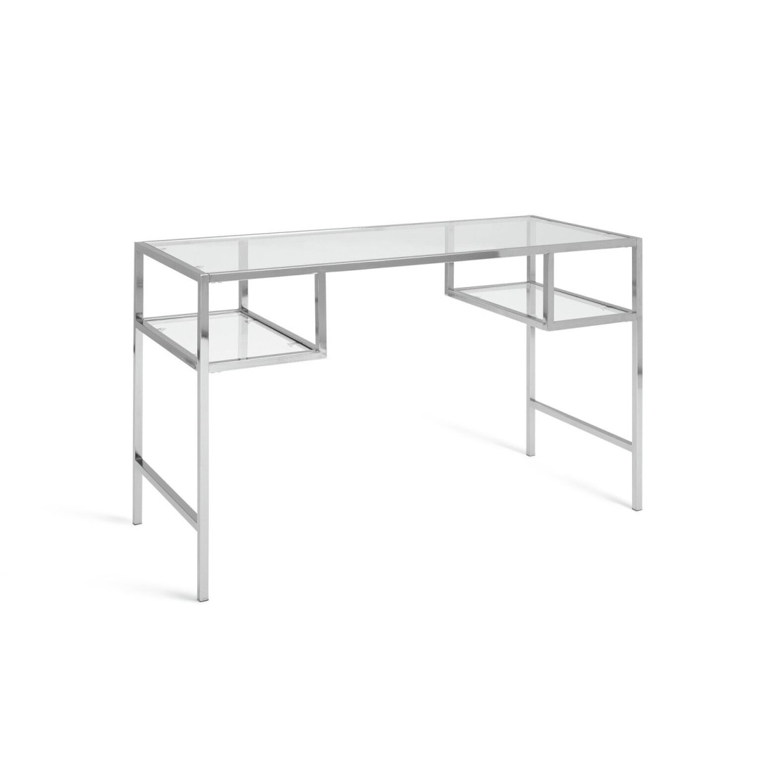 Tallie Metal and Glass Desk - Silver