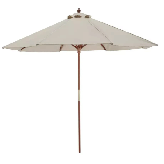 Home 2.7m Water Repellent Garden Parasol - Cream | Outdoor Patio Shade Umbrella