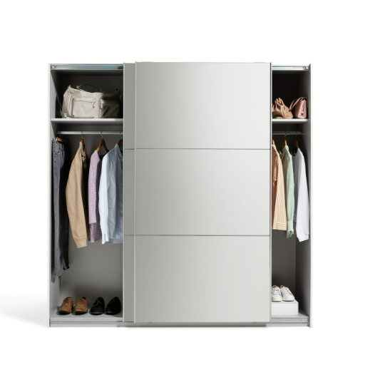 Holsted Mirrored 200cm Sliding Wardrobe - White | High Shine Finish