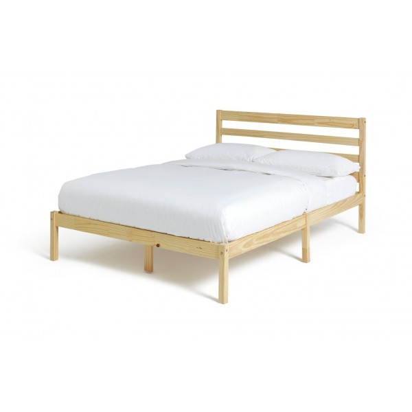 Kaycie Double Bed Frame 4FT6 With Headboard - Wooden - Pine - Without Mattress