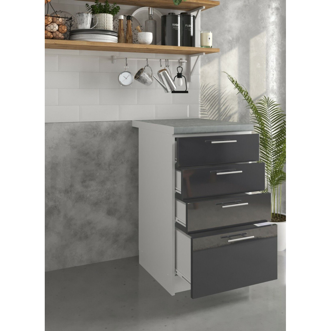 JD Greta Kitchen 500mm Base Drawer Cabinet - Dark Grey Gloss