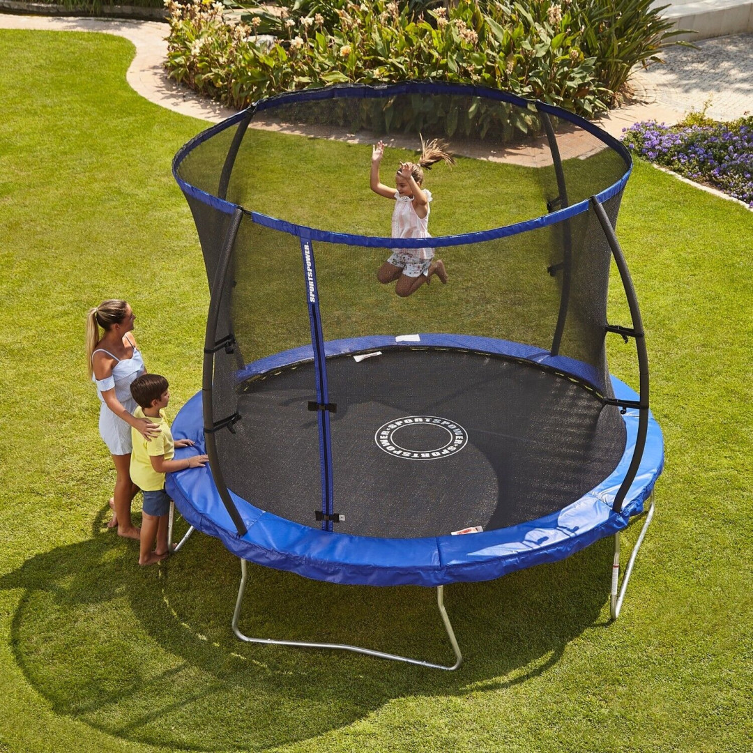 Sportspower 8ft Outdoor Kids Trampoline with Enclosure Blue