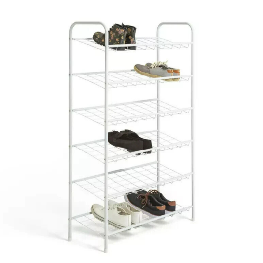 Home Jorn 6 Tier Shoe Rack White | Space Saving Storage Organizer for Entryway