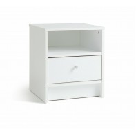 Malibu 1 Drawer Bedside Table - White