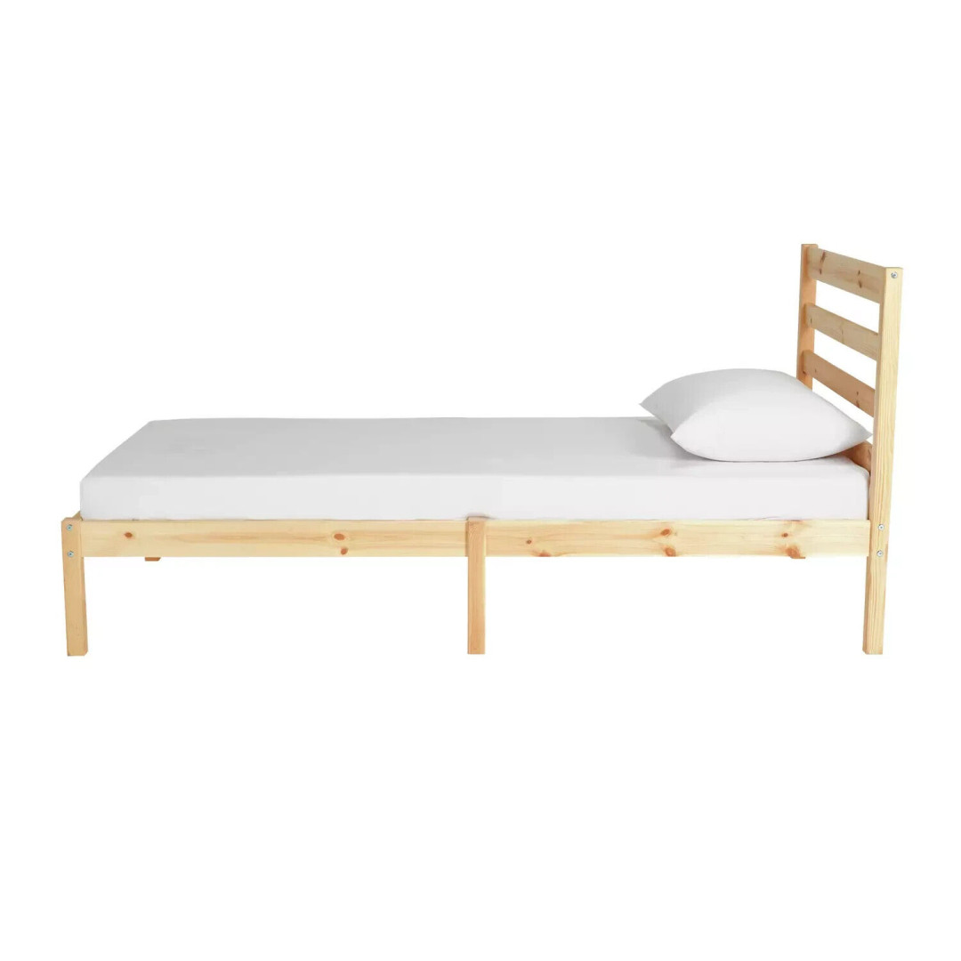 Kaycie Single Bed Frame 3FT With Headboard - Wooden - Pine