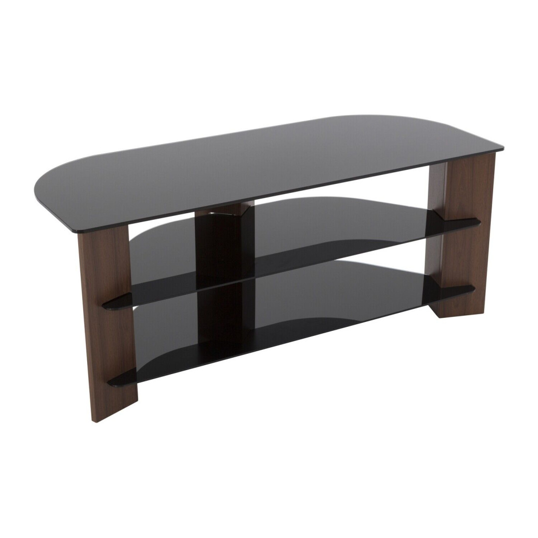 AVF Up To 55 Inch TV Stand - Black Glass and Walnut Effect