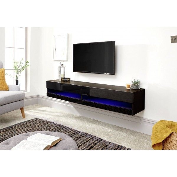 GFW Galicia 180cm LED Wall TV Unit - Black