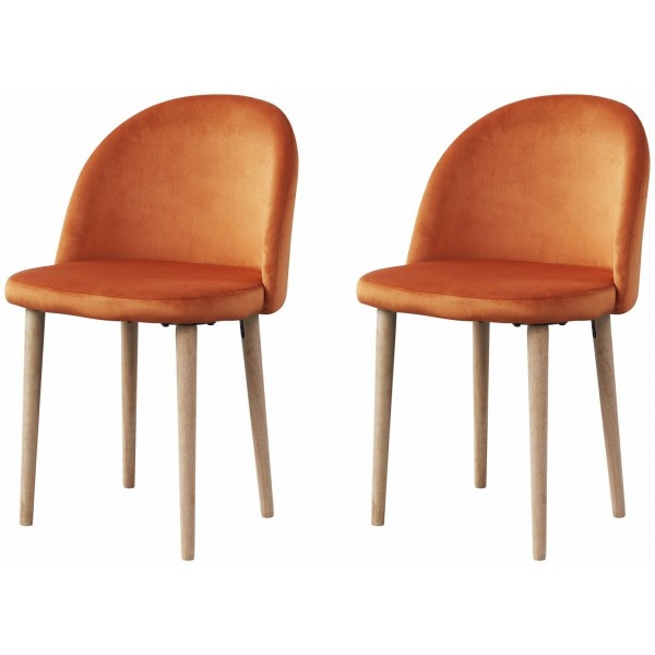 Imogen Pair of Fabric Dining Chairs - Orange