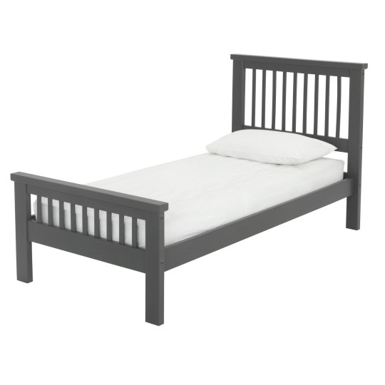 Home Aubrey Single Wooden Bed Frame - Charcoal | Harmonious Home Space