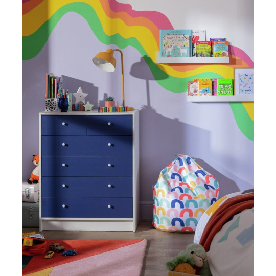 Kids Malibu 4+2 Chest of Drawers - Blue & White