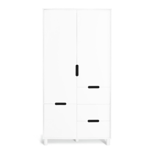 Henri 2 Door 2 Drawer Wardrobe - White | Compact Clothing Organization