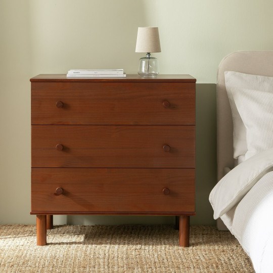 Akio 3 Drawer Chest - Walnut | Compact drawer chest