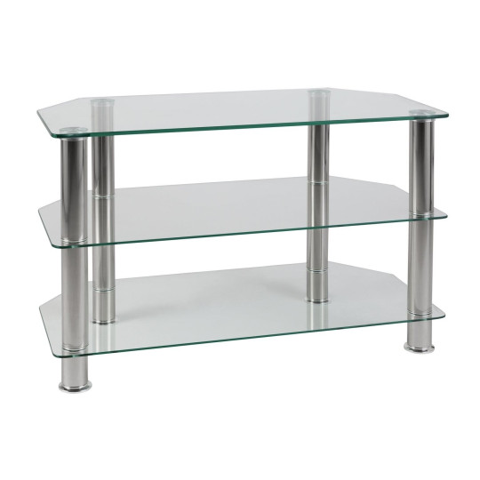 Matrix Glass Corner TV Unit - Clear & Chrome