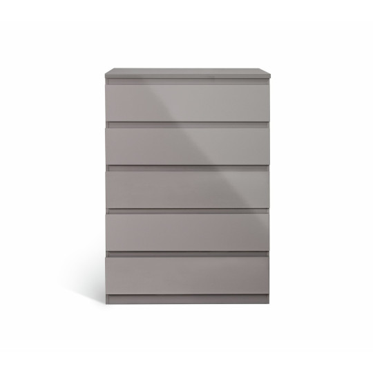 Jenson 5 Drawer Chest - Grey Gloss | Sleek Storage Solution