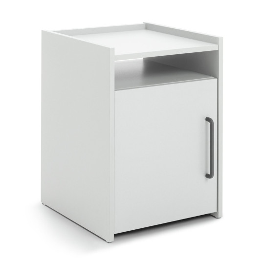 Oldham 1 Door Bedside Table - White | Nightstand, Small Cabinet, Bedroom Storage