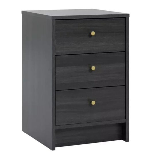 Malibu 3 Drawer Bedside Table - Black Oak Effect