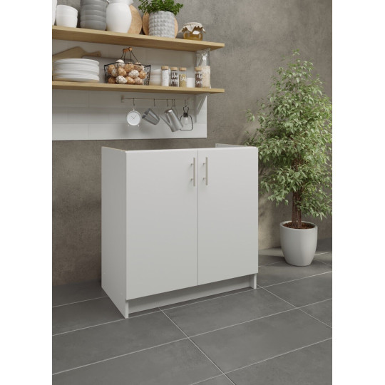 Kitchen Base Sink Unit 800mm Storage Cabinet With Doors 80cm - White Matt