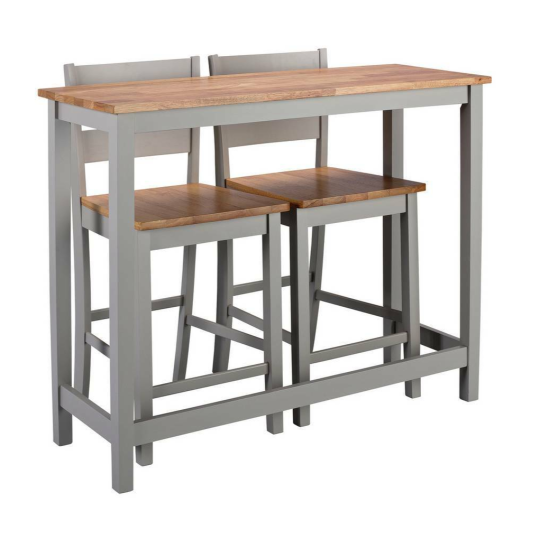 Habitat Chicago Bar Dining Table and 2 Stools Chairs in Grey For Living Kitchen