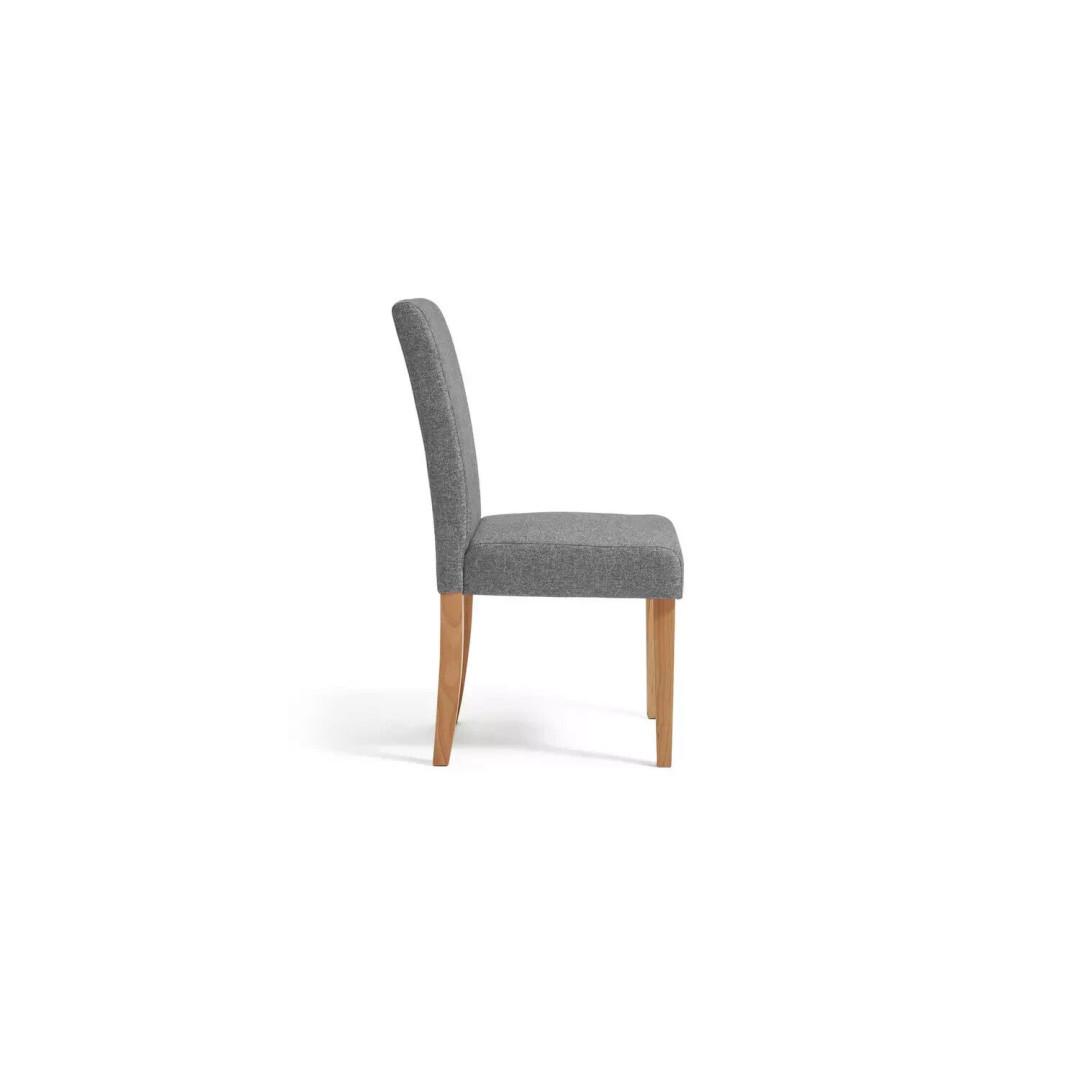 Pair of Tweed Mid Back Dining Chairs - Grey Oak