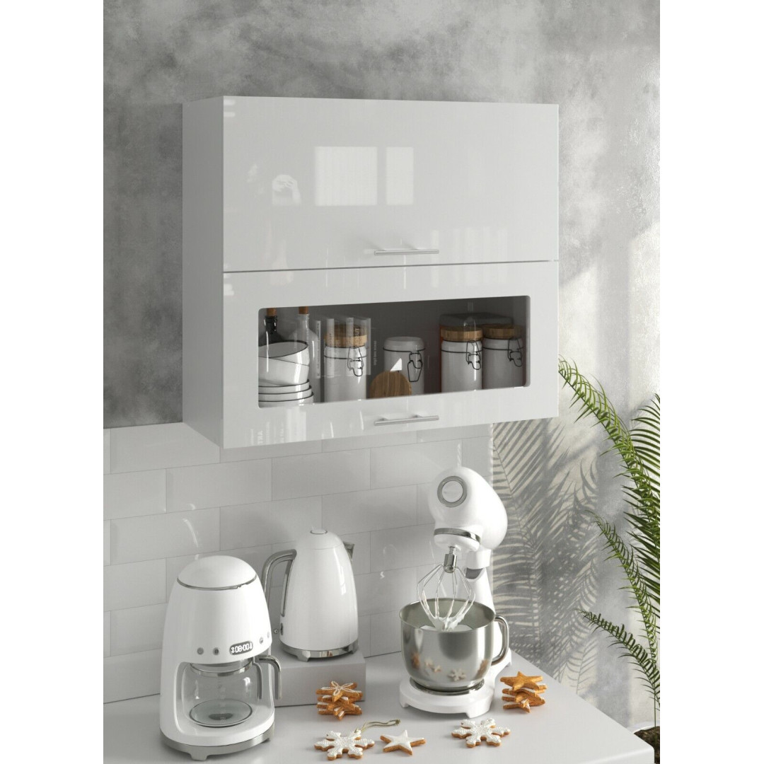 Kitchen Cabinet 800mm Wall Mounter Upper Extractor - White Gloss