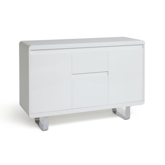 Home Sleigh 3 Door 1 Drawer Sideboard - White Gloss | Furniture for Living Room